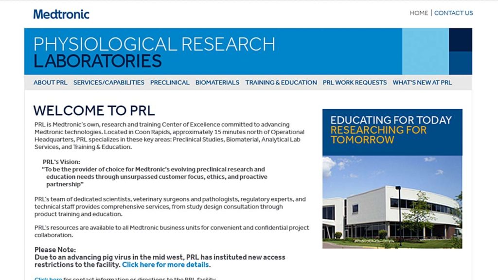 Medtronic PRL website design