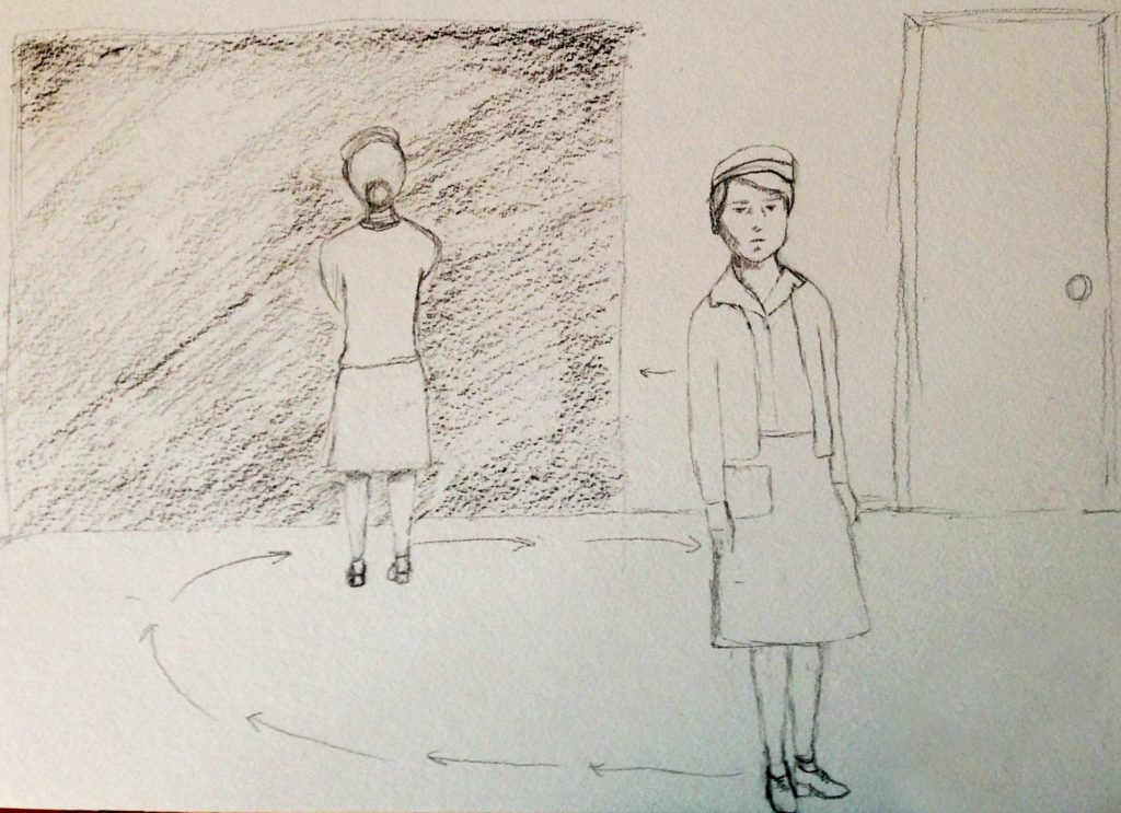 Two nurses and the dark room dream drawing
